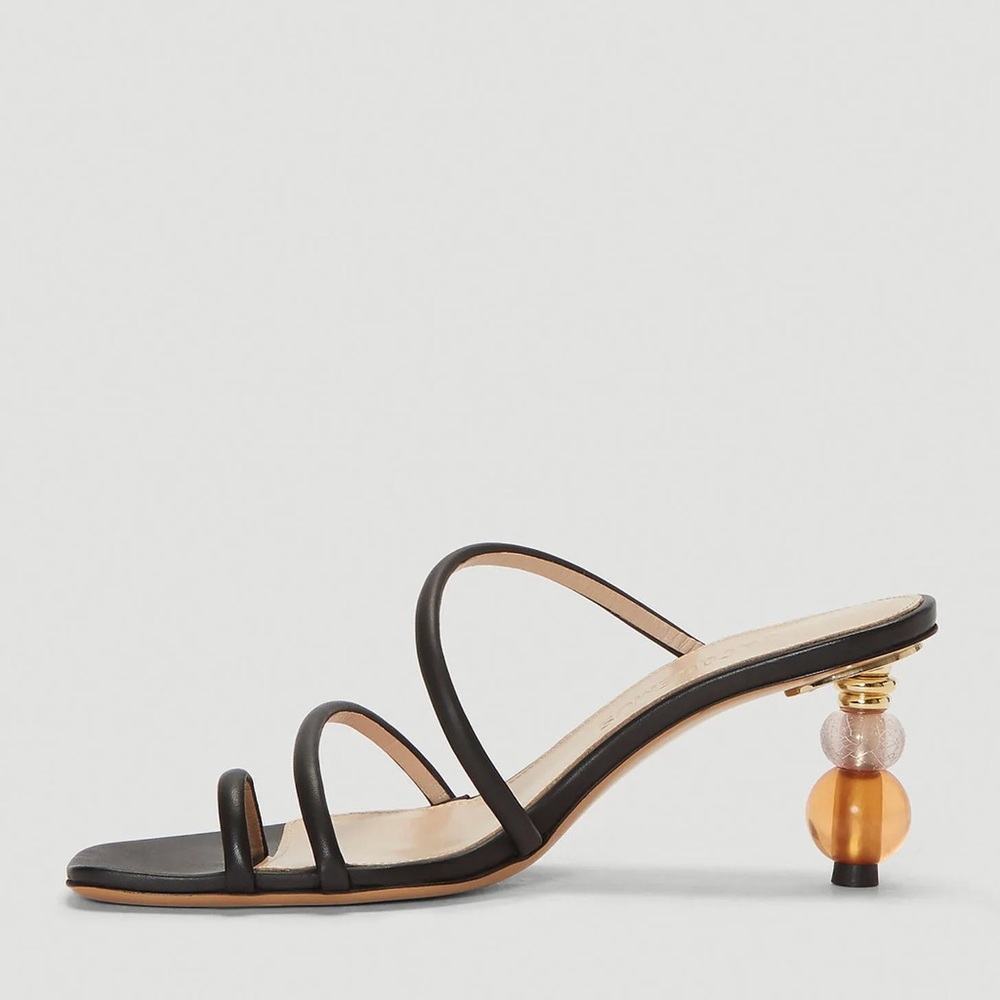JACQUEMUS • Les Noli Black Statement Heel Strappy Sandals - Picture 8 of 16